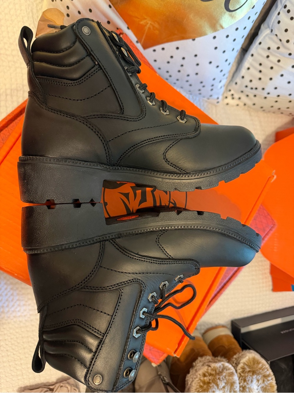 Women’s Milwaukee Black Lace-Up Combat Boots - Picture 5 of 9